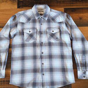 Ariat Men's Large Plaid Waffle Knit  Brown Western Long Sleeve Button Down Large